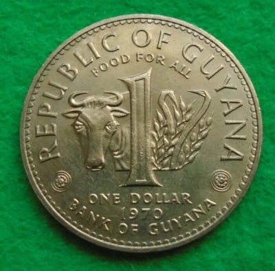 Republic of Guyana - 1 One Dollar 1970 - FAO Food for All, Cuffy - Image 1 of 2