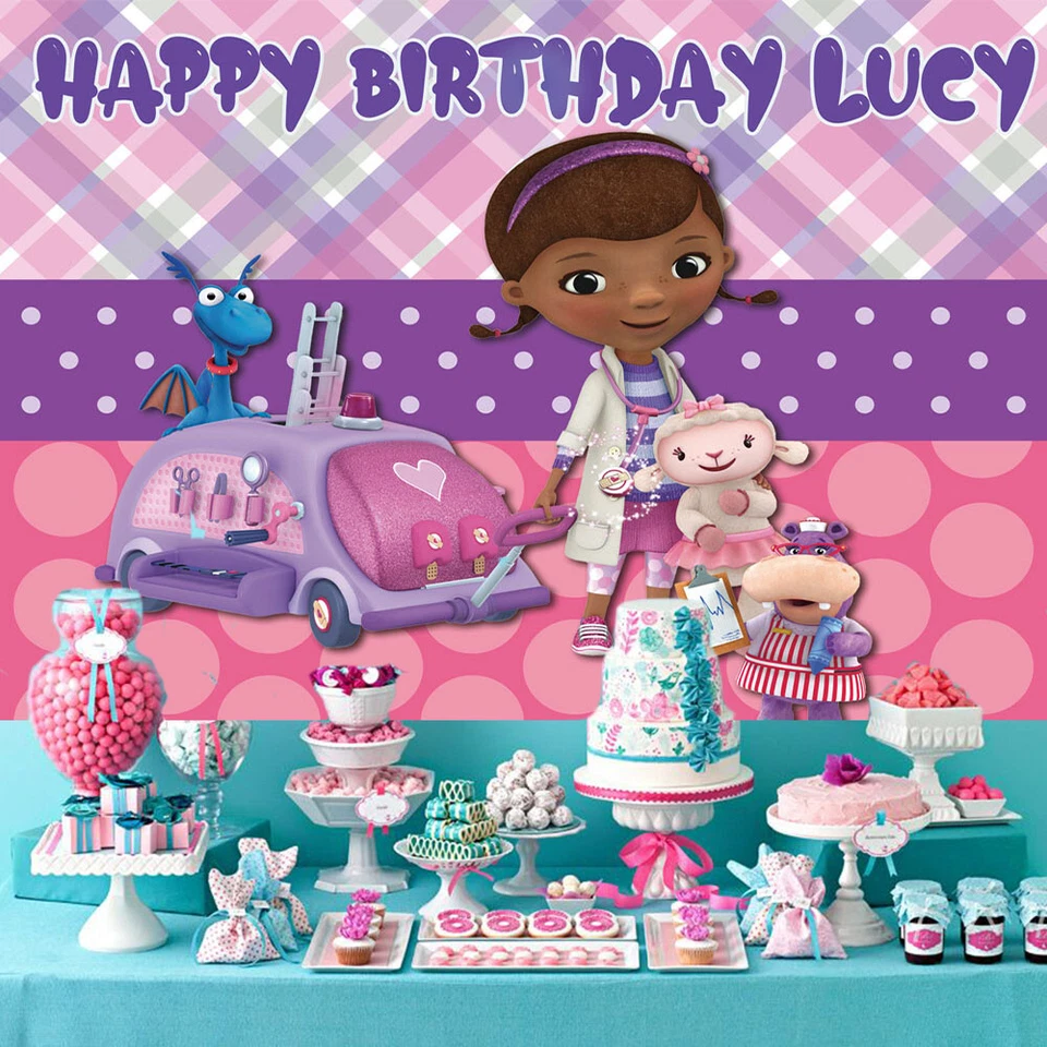 Doc McStuffins Personalised Custom Banner Backdrop Party Supplies Birthday Gift - Image 2 of 4