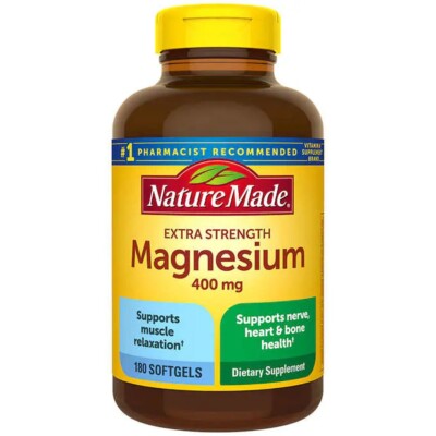 Nature Made Extra Strength MAGNESIUM 400 mg, 180 Softgels Exp: 11/27