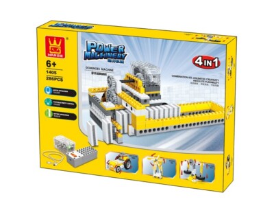 WANGE 1405 Power machinery -Domino machine 4in1 Bausteine Lernspielzeug-Set