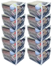 10-Pack Jumbo Heavy Duty Vinyl Zippered Storage Bags (Clear) (15" x 18" x 12")