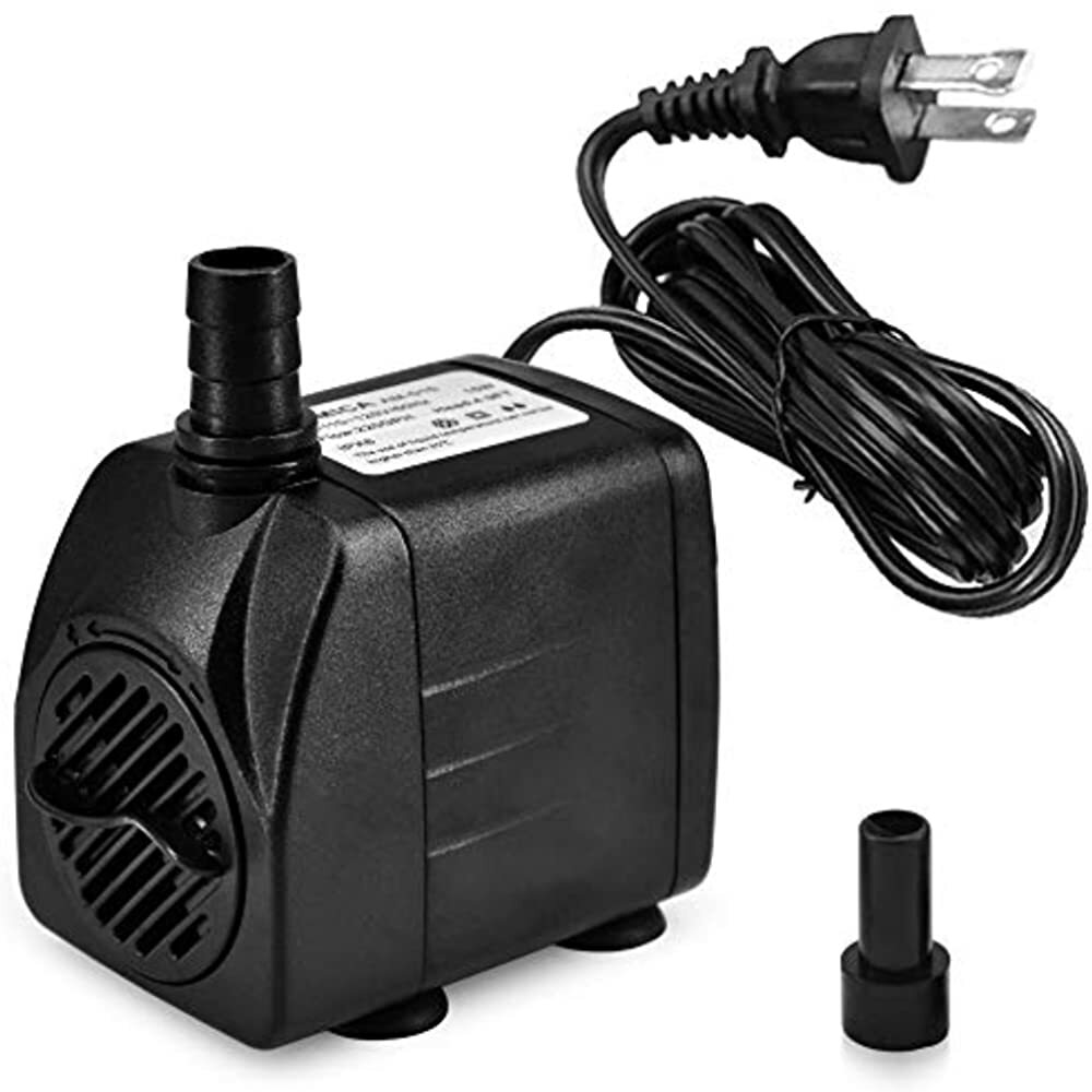 220 GPH Small Fountain Pump, Ultra Quiet Submersible (15W 800L/H) For
