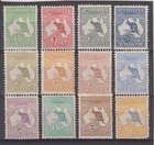 Stamps 1913 Australia Kangaroo 1st watermark 1/2d to 5/- part set of 12 SG1-13