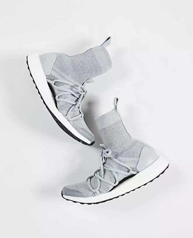Stella McCartney — Stella McCartney x Adidas Grey Stretch-Knit Sock Sneakers Trainers EUR38