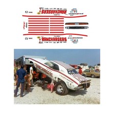 RAMCHARGERS Challenger Funny Car 1/64 scale DECAL AFX Tyco Aurora Autoworld