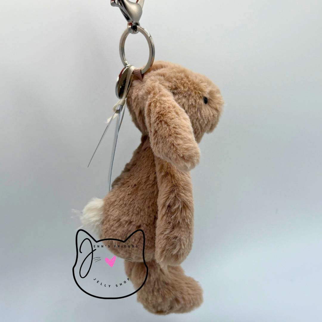 Jellycat BASHFUL BEIGE BUNNY BAG CHARM New BNWT Plush Brown