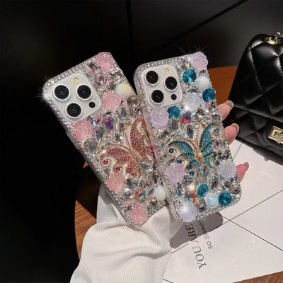 For VIVO OnePlus Glitter Diamond Butterfly Case Flash Phone Cover Luxury Girls