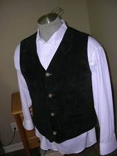  734 mens Black Suede Genuine Leather Vest for RENAISSANCE COSTUME Sz L