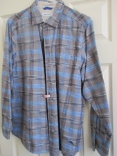 Tommy Bahama Men's Long Sleeve Shirt Blue Gray Black XL 65 Cotton 35 Tercel