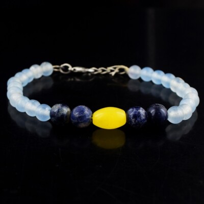 Sodalith, Onyx & Chalzedon Einzelstrang 55,00 kt Perlenarmband VK 09 E570