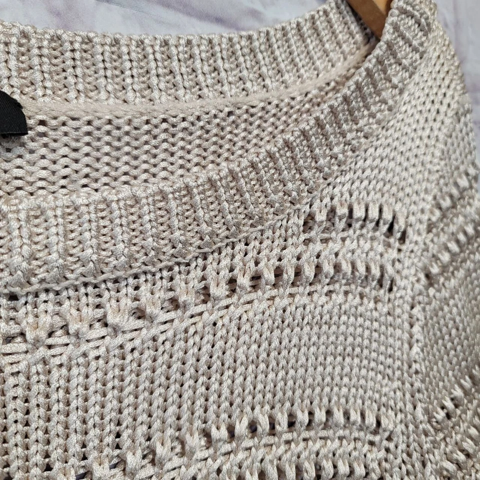 Suéter Casa Blanca Mercado Negro Mujer XL Beige Tejido Abierto Sedoso Brillo Elegante Foto 4 de 4
