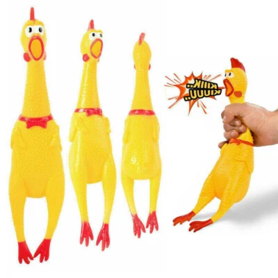 FLUFF STUFF 1/3PCS Rubber Chicken Squeeze Shrilling Screaming Pet Dog Bite Toy Funny Toy UK