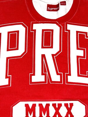 SUPREME Overprint Crewneck Sweatshirt 2020 Collection White Red