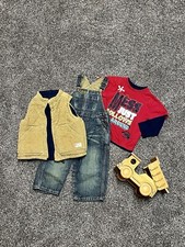 Vintage Toddler Gap 2006 Beige Corduroy Blue Reversible Outer Puffer Vest Sz 2t