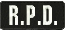 R.P.D. EMBROIDERY PATCHES 4X10 HOOK ON BACK WHITE ON BLACK