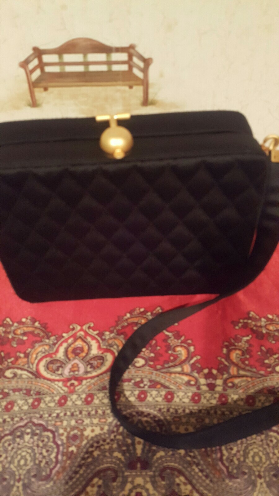 VINTAGE JAY HERBERT SUEDE PURSE BLACK GOLD RARE STYLE CROSSBODY/CLUTCH