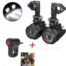 2 FARETTI MOTO LED FARO OMOLOGATI E9 + PULSANTE BMW GS1200 R1250 F800 650 LC1200