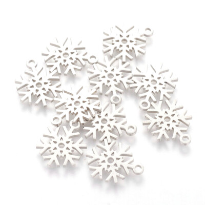 10pcs 304 Stainless Steel Snowflake Pendants Charms Jewelry Making 15.4x11.7x1mm