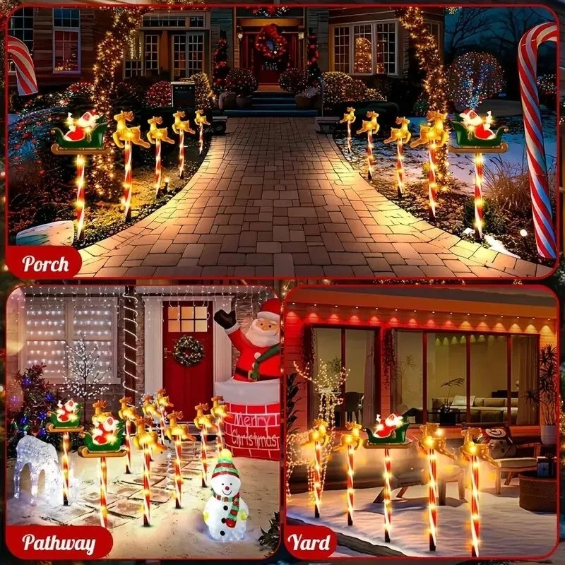 5PC/Set Solar Santa Claus&Elk Garden Lights Outdoor Waterproof Lawn Lamps - Image 2 of 4