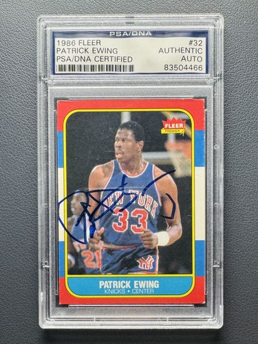 1986 Fleer Patrick Ewing #32 RC Rookie Auto Autograph PSA/DNA Authentic Knicks