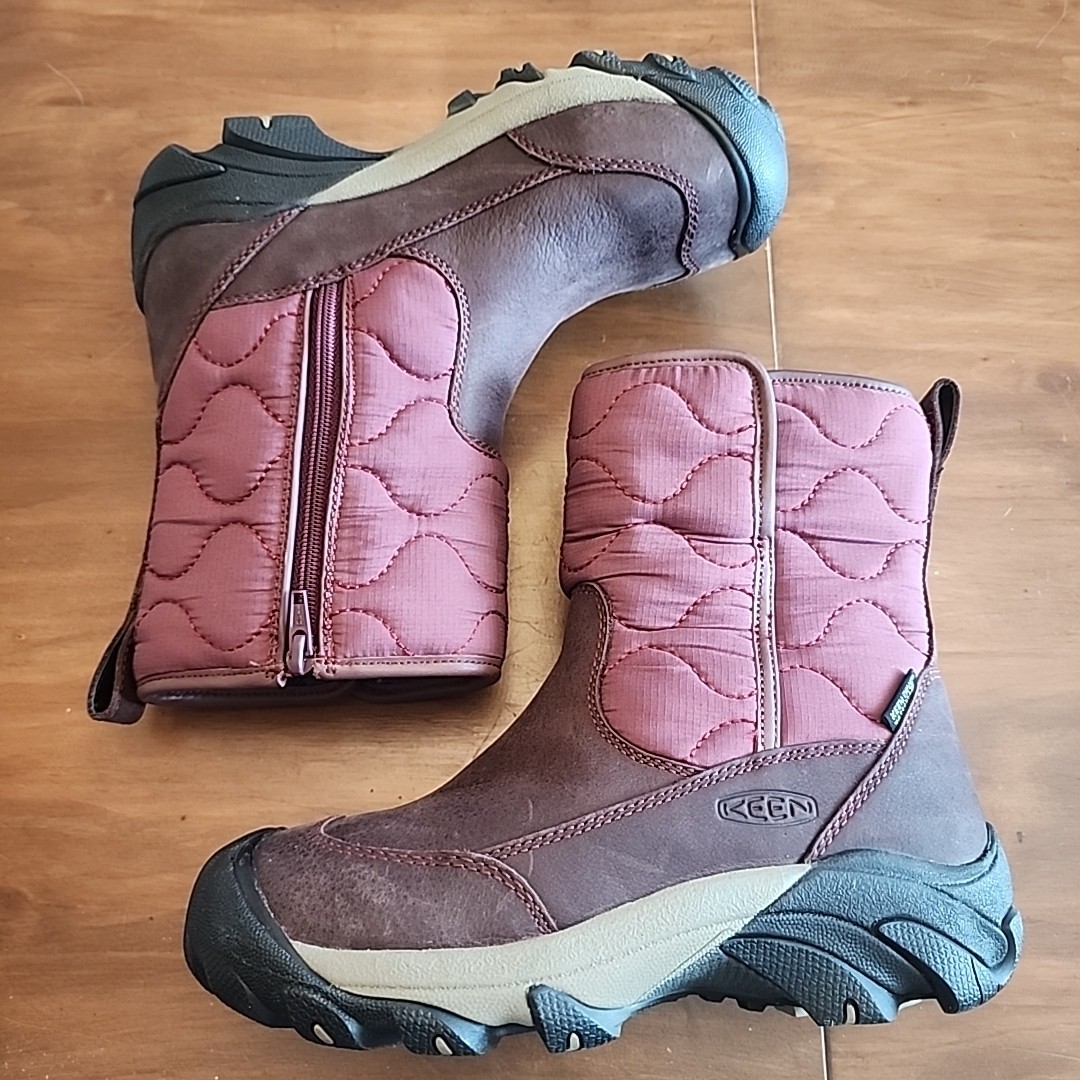 KEEN Stivali Donna 5.5 Betty Impermeabili Pull On in Borgogna Nero Caldi 200 grammi