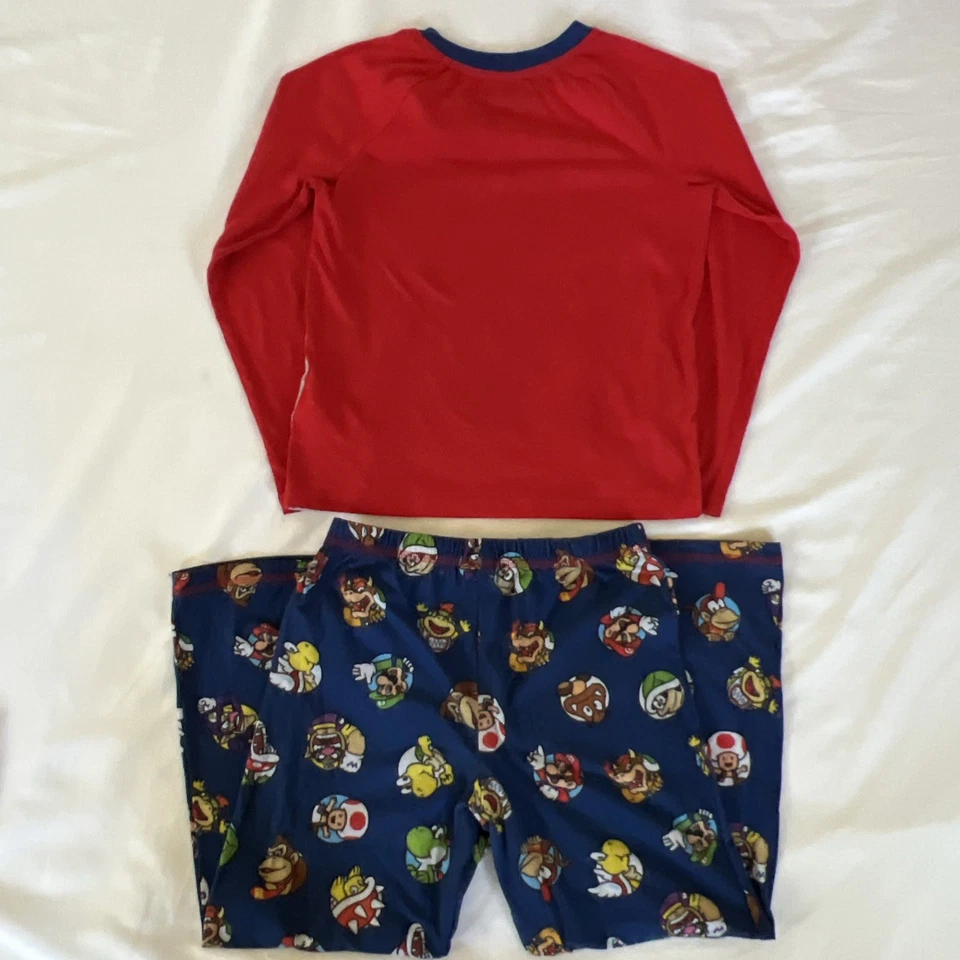 Conjunto de pijama camisa manga larga azul Super Mario Brothers para niños S (6/7) X002JC24TX Foto 2 de 4