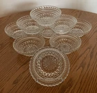 Set Of 9 Vtg ANCHOR HOCKING Wexford Clear Diamond Glass Berry Dessert Bowls