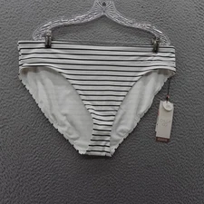 CALLA Swim Bottom XL Black White Striped High Rise Moderate Coverage NEW