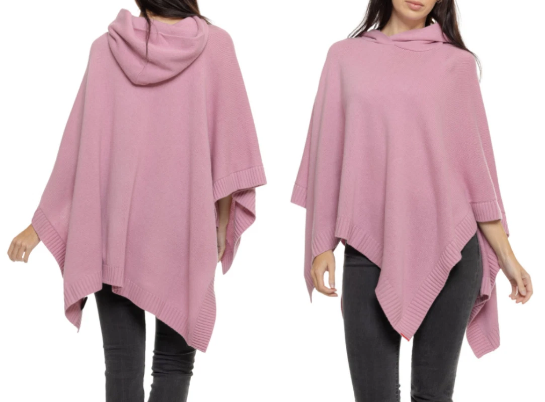 Greyson Rowan Hooded Wool Cashmere Blend Kaftan Poncho Rose Quartz One Size $498