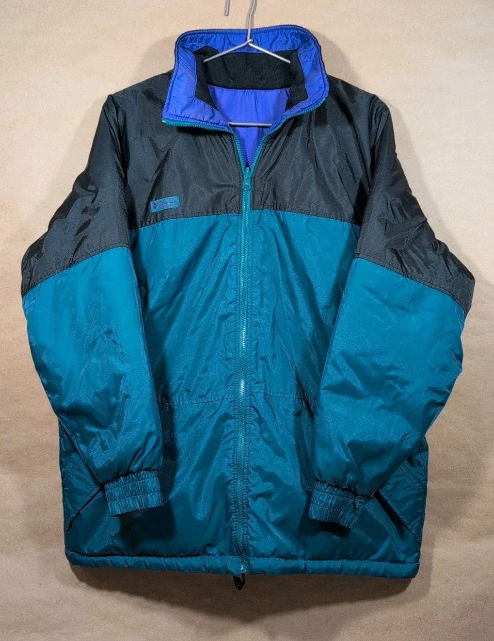 Vintage 90s Columbia Women XL Reversible Purple/Teal Ski Snow Winter Jacket Coat