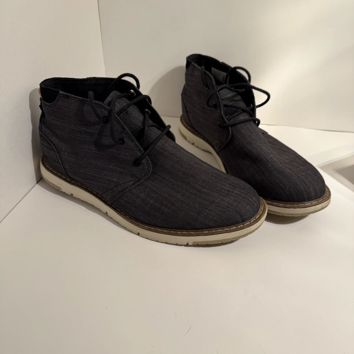 TOMS Navi Chukka Mens Sz 10 Gray Boot Crosshatch Denim Work To Weekend‎ Shoes Twisted X Men main image 3