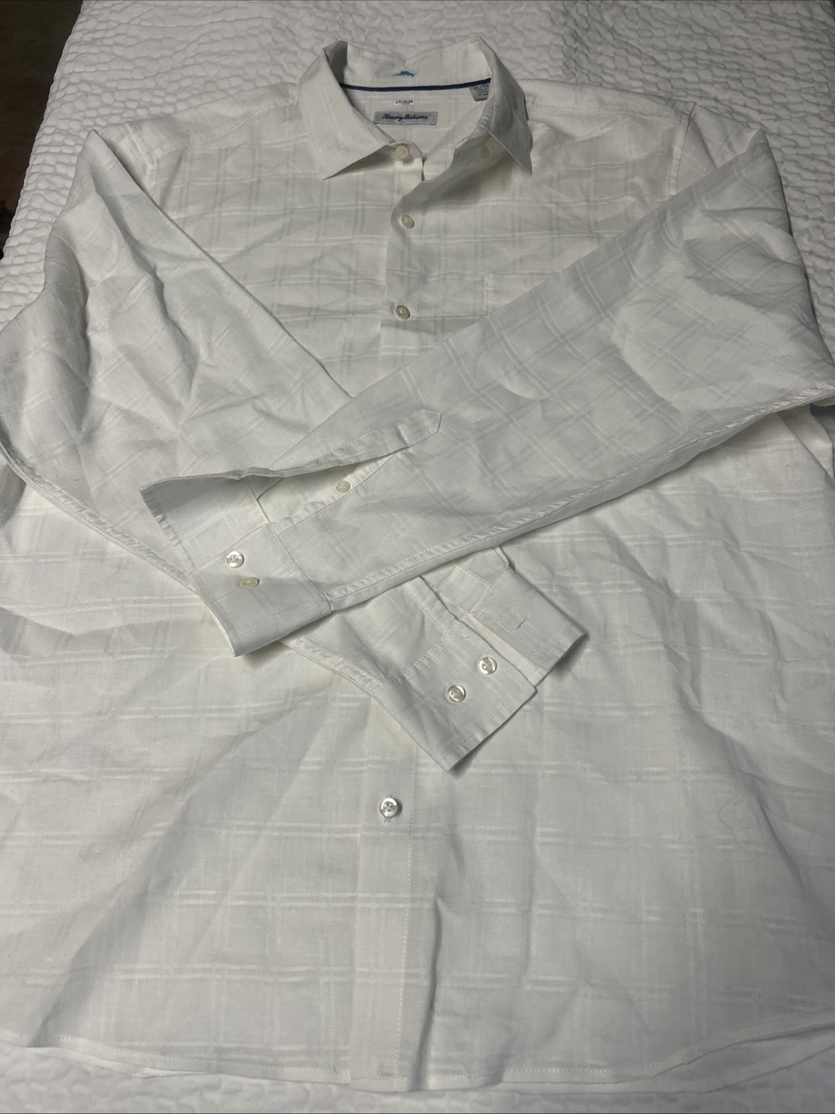 Tommy Bahama White Linen Long Sleeve Shirt XL