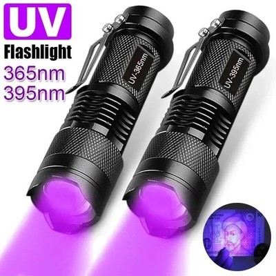 UV Taschenlampe LED Ultraviolett Taschenlampe 395/365Nm Zoombar Haustier Flecken Detektor Werkzeug