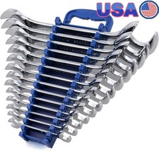 Chrome Vanadium Steel Double Open End Wrench Set Angled Head Design Organizer Us