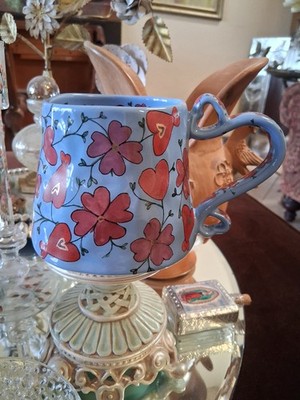 ANTHROPOLOGIE THE MUD FAIRY BLOOMING HEARTS 24K GOLD ACCENT MUG DISCONTINUED NEW