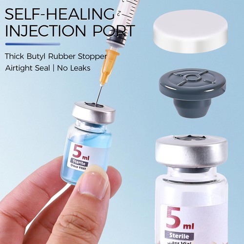 10 Pack 5ml Sterile Vials for Injections, Self-Healing Port, Empty Vials for ... - 第 2/9 張圖片