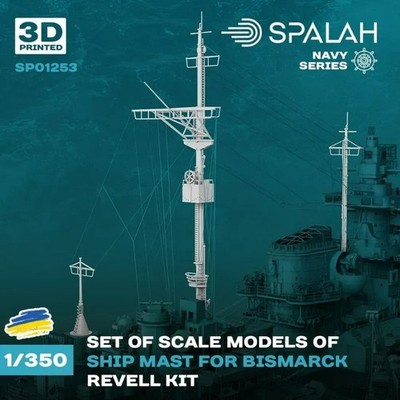 SPALAH SP01253 Ship masts for Bismarck for Revell kit 3 pcs 1/350 scale