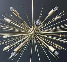 Mid-Century Sputnik Chandelier, Polished Brass Ceiling Light