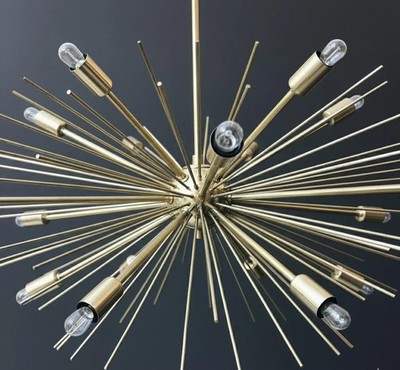 Mid Century Sputnik Kronleuchter, Deckenleuchte aus poliertem Messing
