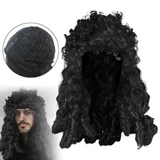 Pirate Captain Wig Party Costume Wig Long Curly Black Wig