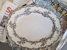 Antique Pinder Bourne & Co Brown Platter "Brighton" c1870s