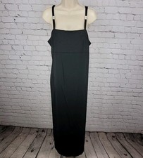 VTG Black Ice Evening Strappy Rhinestone Stretch Cocktail Dress USA Made Size 14