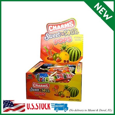 Charms Sweet and Sour Pops   Box of 48 Individually Wrapped 0.6 oz. Lollipops  