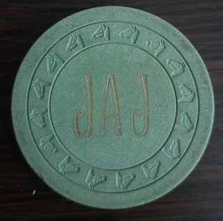 $.50 Cent (JAJ) Ace of Clubs Cardroom Sacramento CA Casino Chip