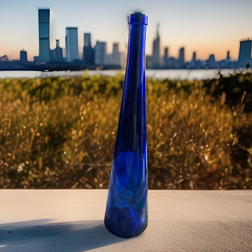 exklusive blaue tief kobalt farbig Blumenvase Flasche Vase Deko Vintage - Bild 2 von 2