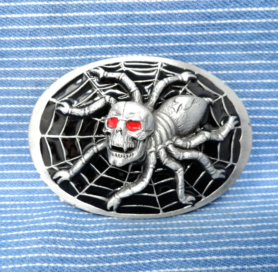 Пряжка для ремня-паука Red Eyed Vamp Skull Spade Web Halloween винтаж 90-е GAP .BMW963 - Изображение 2 из 4