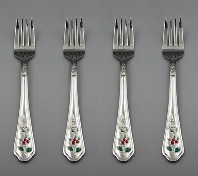 Pfaltzgraff Stainless WINTERBERRY (COLOR)  Salad Forks - Set of Four *