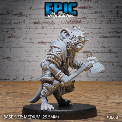 D&D Miniature - Mice Folk Raider Axe - 3D Model Print DnD RPG Figur Druck