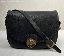 Vintage Dooney Bourke Black Leather Saddle Bag