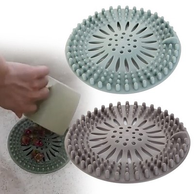 2x Silikon-Haarsieb Abflusssieb Universal Küche Bad Dusche Blau Grau